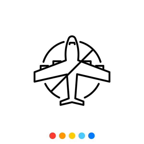 Flugzeug Symbol Und Verbotsschild Symbol Vektor Und Illustration — Stockvektor