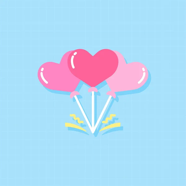 Globos Forma Corazón Elementos Diseño Plano Vector Ilustración — Archivo Imágenes Vectoriales