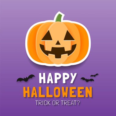 Mutlu Cadılar Bayramı Posteri şablonu ya da Banner şablonu, Cadılar Bayramı 'nın Mutlu Cadılar Bayramı' nın arka planı, parti davetiyesi, Ürkütücü balkabağı, Vektör illüstrasyonu.