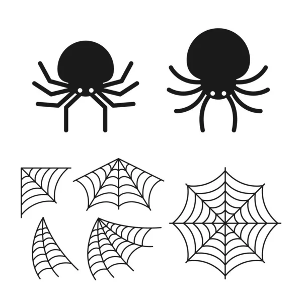 Spider Och Spindel Web Illustration Samling Ikon Vektor Och Illustration — Stock vektor
