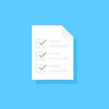 Basit Düz Belge Kontrol Listesi simgesi, Vektör ve Görüntü.