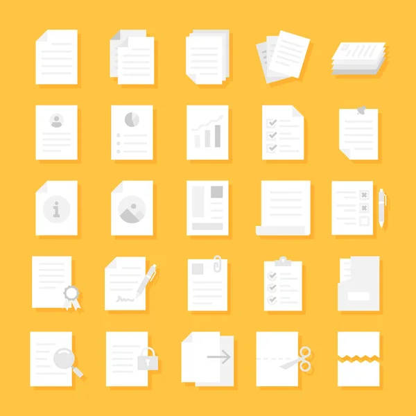 Documents Flat Icons Set Vector Illustration — Stock Vector