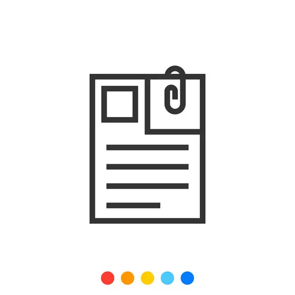 Icono Del Esquema Del Documento Con Clip Papel Profesional Vectorial — Vector de stock