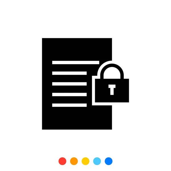 Document Paper Glyph Icoon Met Lock Symbool Vector Illustratie — Stockvector