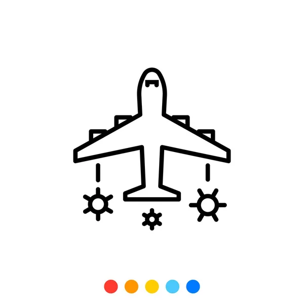 Plane Linear Icon Virus Pandemic Symbol Vector — Stock Vector