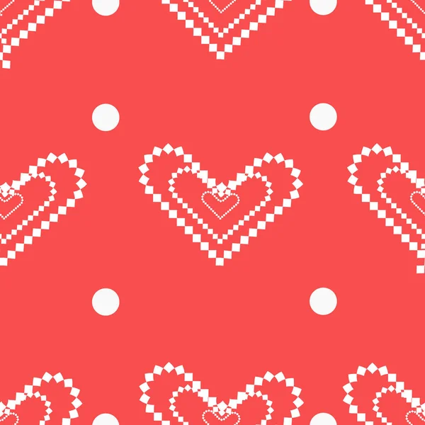 Dibujo Vectorial Sin Costuras Corazones Sobre Fondo Rojo — Vector de stock