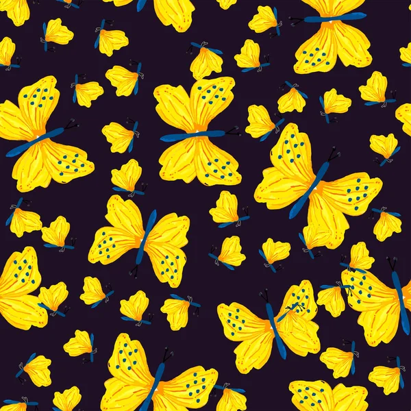 Seamless Vector Background Yellow Butterflie — Stock Vector