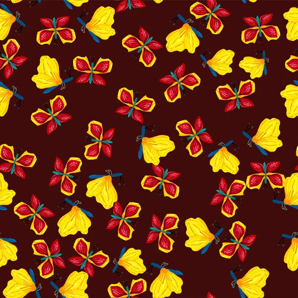 Nahtloses Vektormuster Mit Bunten Schmetterlingen — Stockvektor