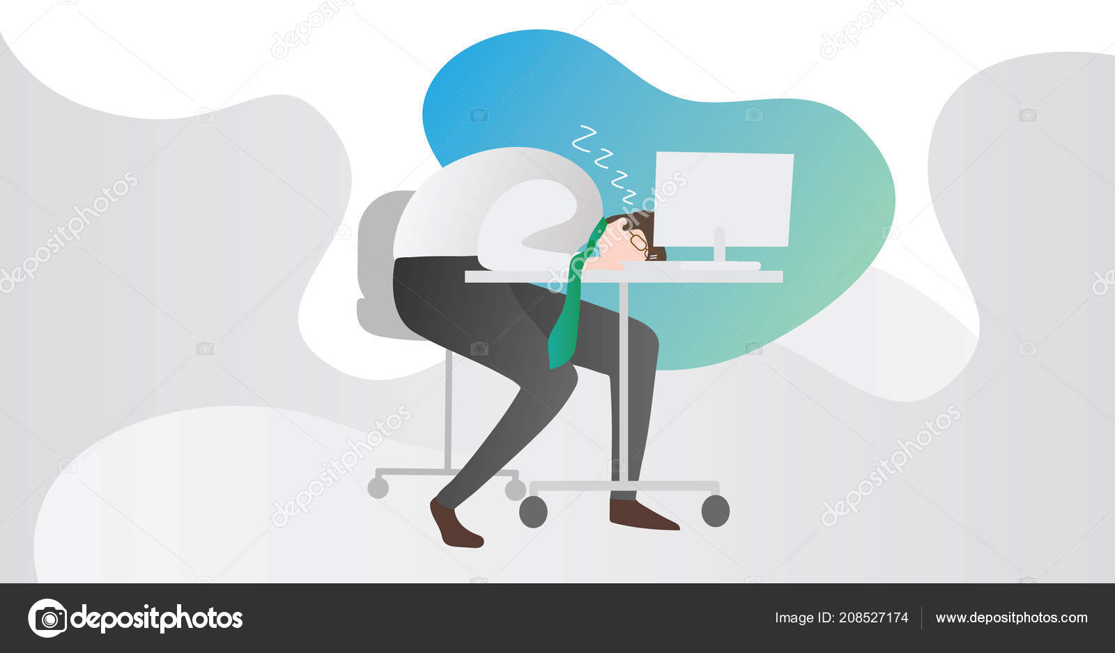 Tired Office Worker In Corporate Workplace Concept Hard Working