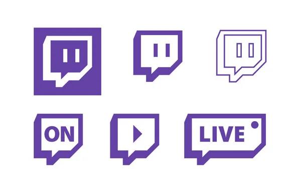 Twitch en direct des symboles de diffusion vidéo de jeu, conception d'icône vectorielle plat . — Image vectorielle