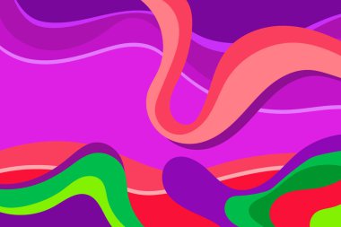 Sıvı renkli arka plan düz vektör çizim. Dalgalı hareket.