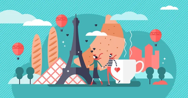 Paris vector illustration. Famous french city tourist symbols collection. — Stock Vector