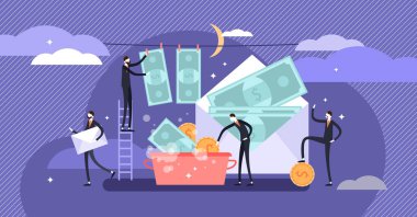 Corruption vector illustration. Flat tiny persons money laundering concept. clipart