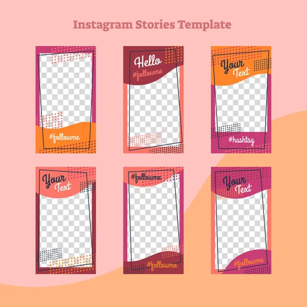 Instagram historias abstracto diseño de marco de estilo plano, colección de plantillas de vectores. Comunicación en redes sociales, conjunto de marca moderno . — Vector de stock