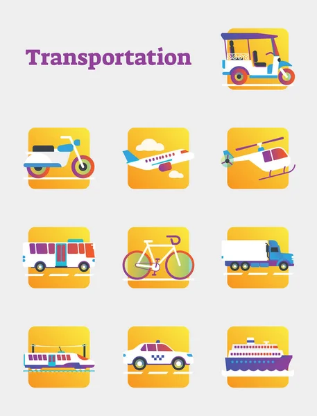 Icônes de concept de transport illustration vectorielle. Ensemble de collecte lisse . — Image vectorielle