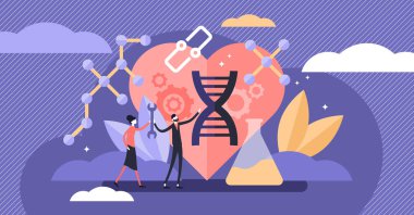 Biohacking vektör çizim. Düz küçük kendini geliştirme kişi kavramı.