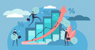 Finansal tahmin vektör çizim. Düz küçük ekonomik kişi kavramı