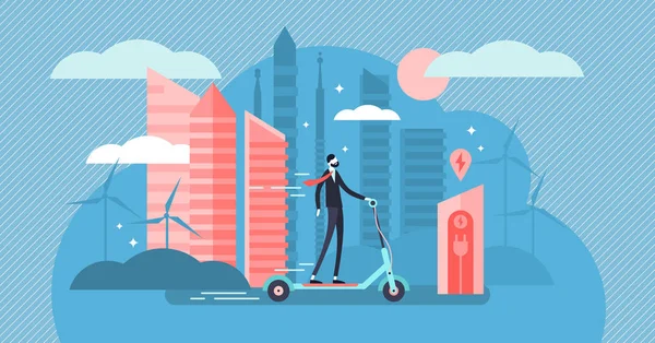 Ilustración vectorial scooter eléctrico. Plano pequeño transporte personas concepto . — Archivo Imágenes Vectoriales