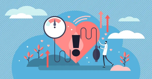 Illustration vectorielle d'hypertension artérielle. Concept des personnes atteintes de petites maladies cardiaques — Image vectorielle