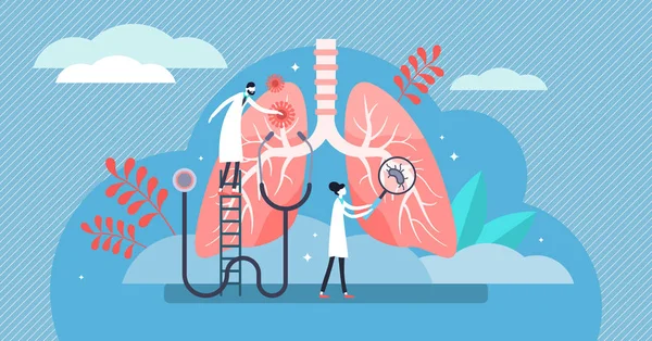 Pneumologie-Vektor-Illustration. flache winzige Lungen Gesundheitswesen Konzept — Stockvektor