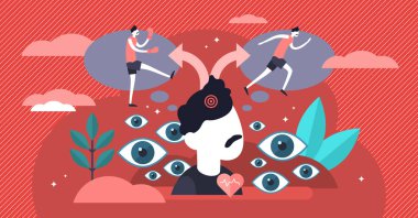 Savaş uçuş vektör illüstrasyon. Düz küçük tehlike tepki kişiler kavramı