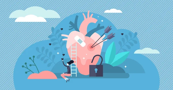 Savunmasız vektör çizimi. Düz küçük güvensiz duygu kişi kavramı.