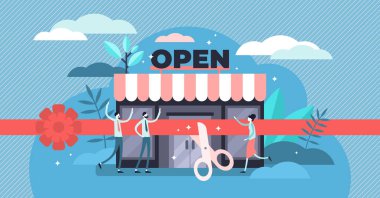 İş vektör çizimini açın. Küçük ticaret başlangıç kişiler kavramı.