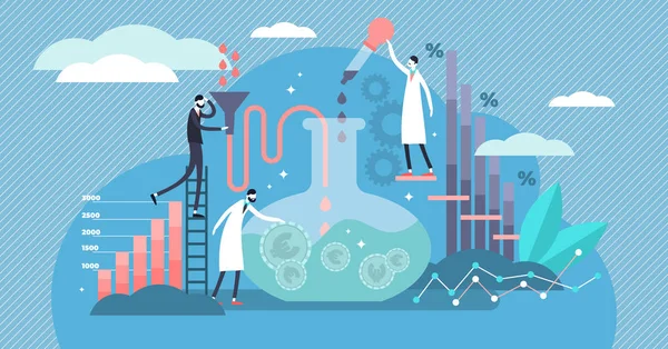 Ilustração vetorial experimental. Minúsculo conceito de pessoas de inovação empresarial . —  Vetores de Stock