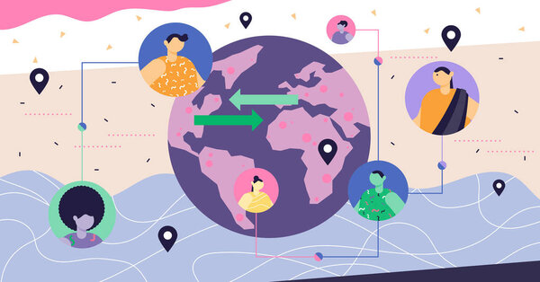 Глобализация Современная абстрактная векторная иллюстрация концепции
