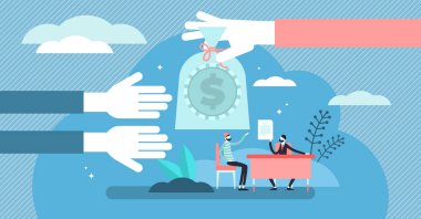 Para vektör illüstrasyonunu ödünç veriyorum. Düz minicik finansal borç sahipleri kavramı