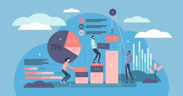 Illustrazione vettoriale di elaborazione dati. Informazioni minuscole concetto di persone di lavoro . — Vettoriale Stock