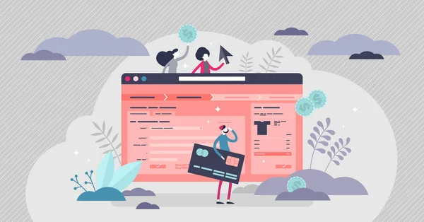 ページベクトル図をご覧ください。オンラインショップフラット小さな人のコンセプト. — ストックベクタ