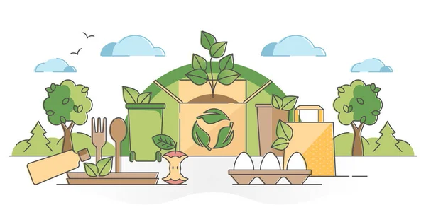 Emballage alimentaire biodégradable à partir de ressources écologiques recyclables — Image vectorielle