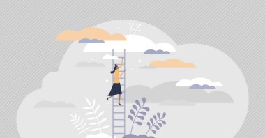 Gelişim sürecinde merdiven basamakları olan büyüme merdiveni küçük insanlar kavramı