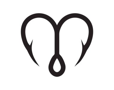 Balık oltasının vektör çizimi kalp konseptinde bir balık avı olarak