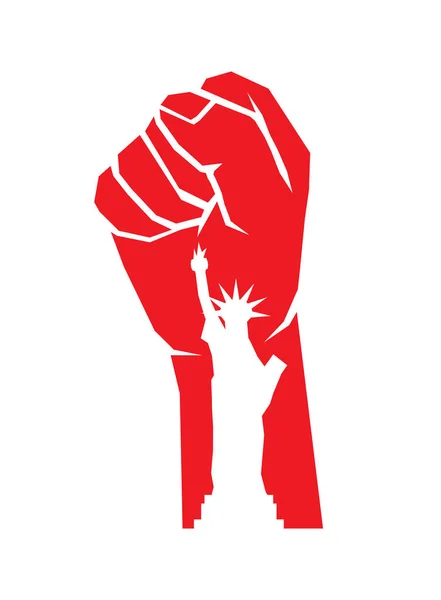 革命拳のベクトル図と自由の女神像 — ストックベクタ