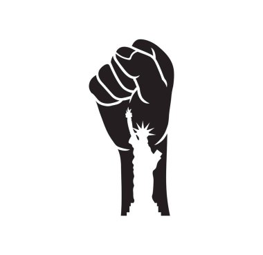 Devrimin vektör illüstrasyonu. Önce ve sonra Özgürlük Heykeli.