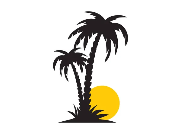 Vector Illustration Palm Tree Sun — Stock Vector