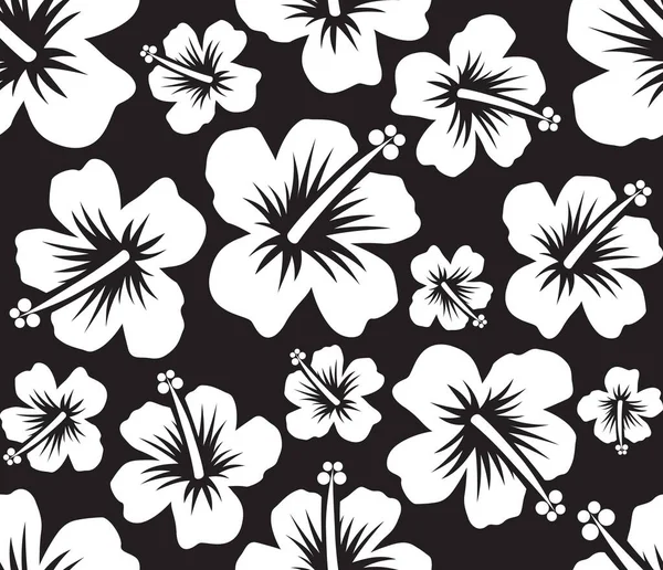 Vektorillustration Des Hibiskus Hawaii Blume Nahtlose Muster — Stockvektor