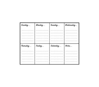 Haftalık takvimin vektör illüstrasyonu