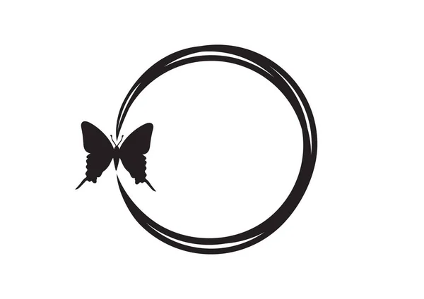 Vektor Illustration Des Schmetterling Silhouette Monogrammrahmens — Stockvektor