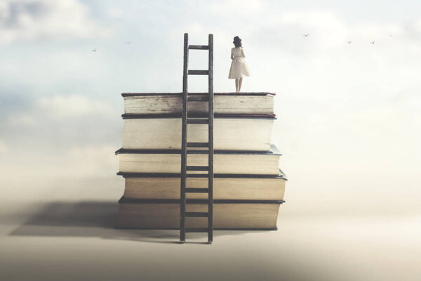 концепция успеха, достигнутая с образованием и мудростью
