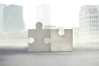 iki bulmaca parçaları birlikte, başarı kavramı katıldı