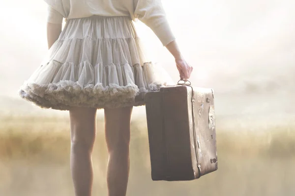 Woman Suitcase Ready New Adventure World — Stock Photo, Image