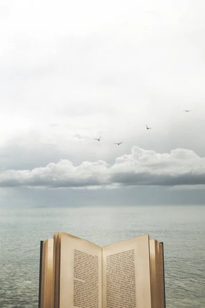 Concept Van Vrijheid Van Denken Met Een Open Boek Naar — Stockfoto