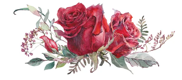 Ilustração Floral Aquarela Com Buquês Rosa Peônias Ervas — Fotografia de Stock