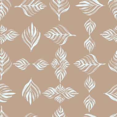 Beyaz yapraklardan yapılmış suluboya geometrik süs