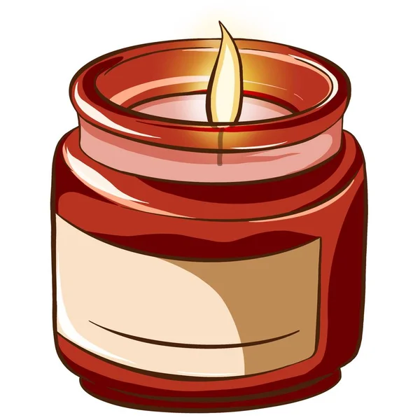 Dekorationskerzensymbol Vorhanden Digitale Handgezeichnete Brennende Kerze Flachen Glas Mit Platz — Stockfoto