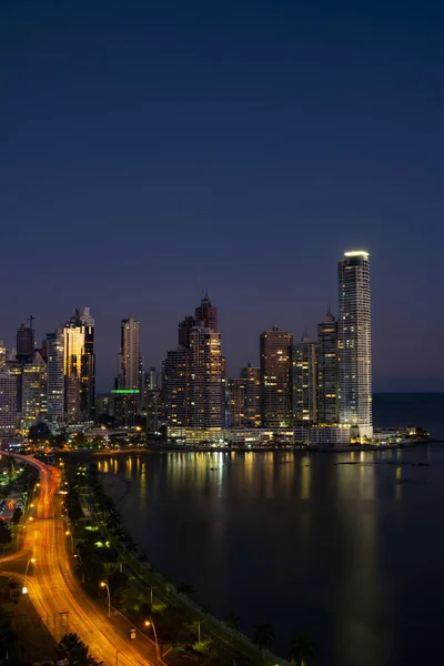Skyline Night Panama City Panama Közép Amerika Panamaváros — Stock Fotó