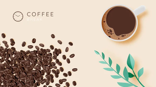 Przerwa Kawę Tło Filiżanką Kawy Pastelowym Kolorem — Wektor stockowy